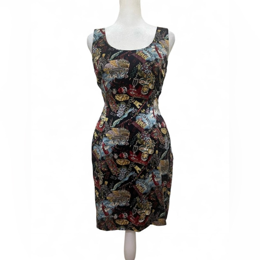 Nicole Miller Black Wine Midi Dress